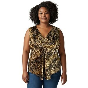 Lane Bryant Women’s Size 18 Leopard Animal Print Satin Sleeveless Blouse
